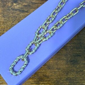 NEW Julian Cuban diamond cluster link Necklace Gold 18”